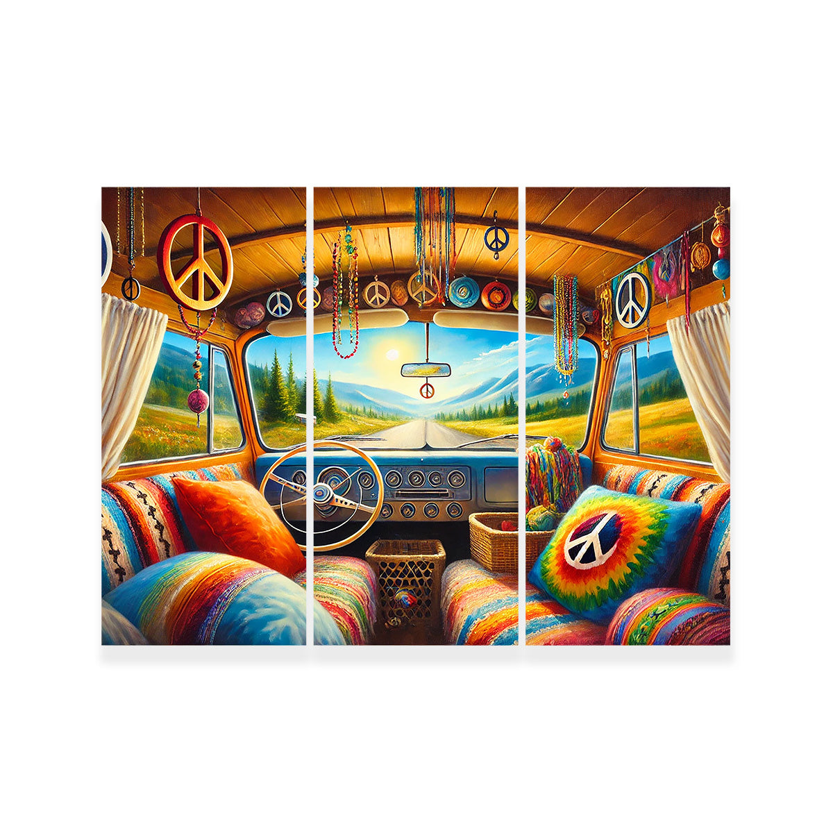 Vibrant Hippie Van Interior Wall Art for Stunning Decor