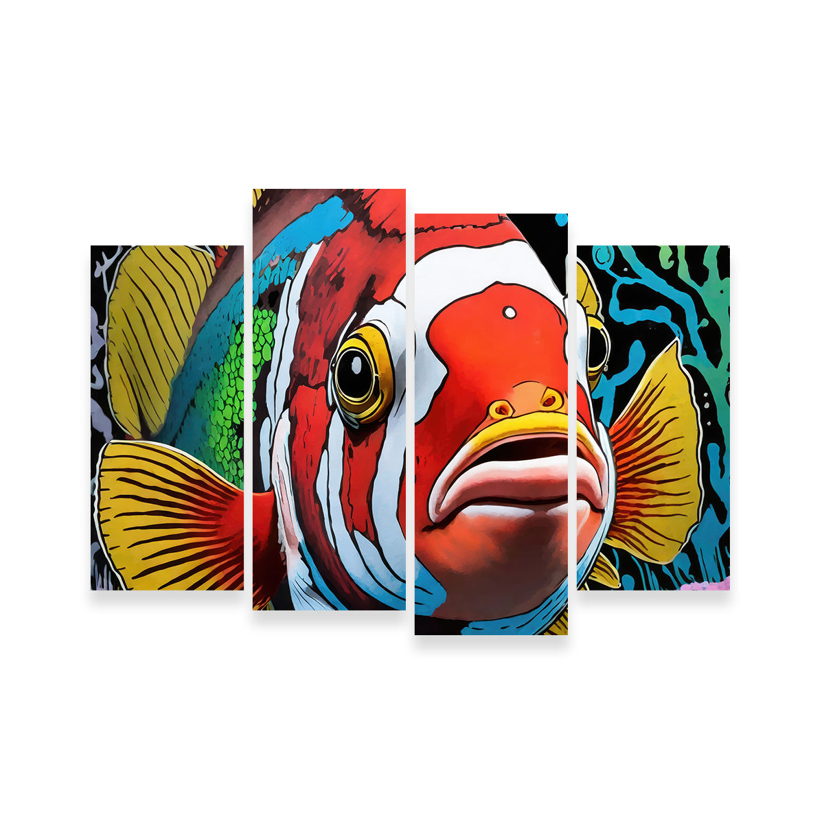 Vibrant Clown Fish Graffiti Wall Art by Stephen Chambers