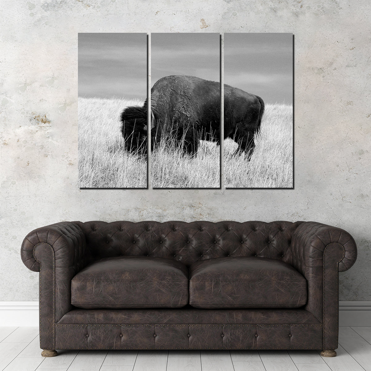 Lone Buffalo Grayscale Wall Art - Stunning Sustainable Decor