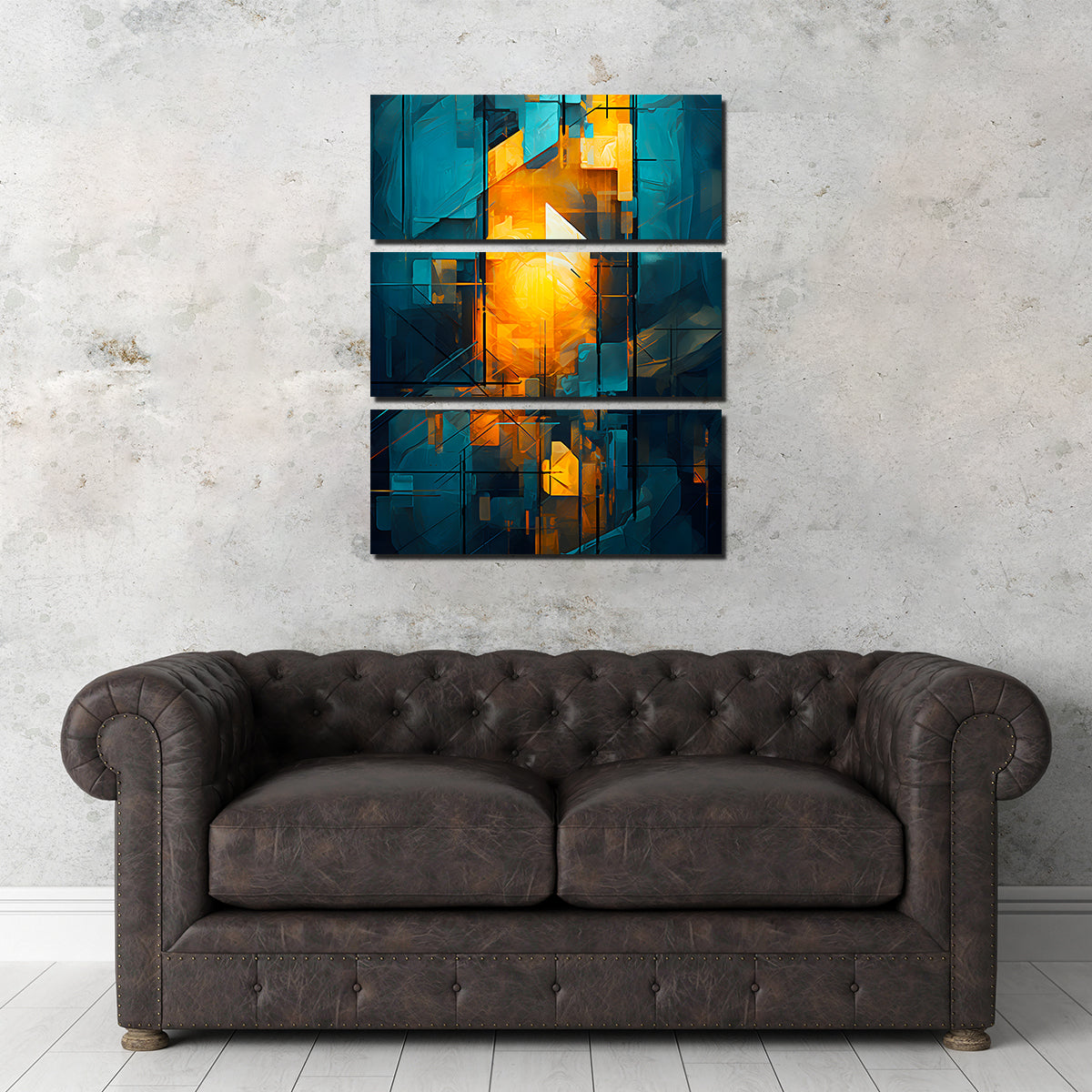 Eye - catching Abstract Blue Orange Shapes 26 Wall Art for Modern Decor