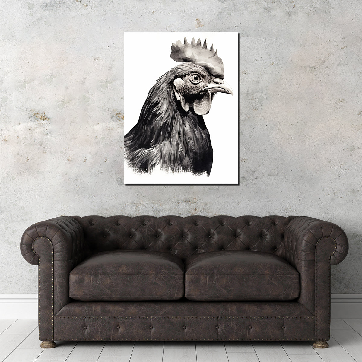 Stunning Rooster Head Grayscale Wall Art for Your Home Decor