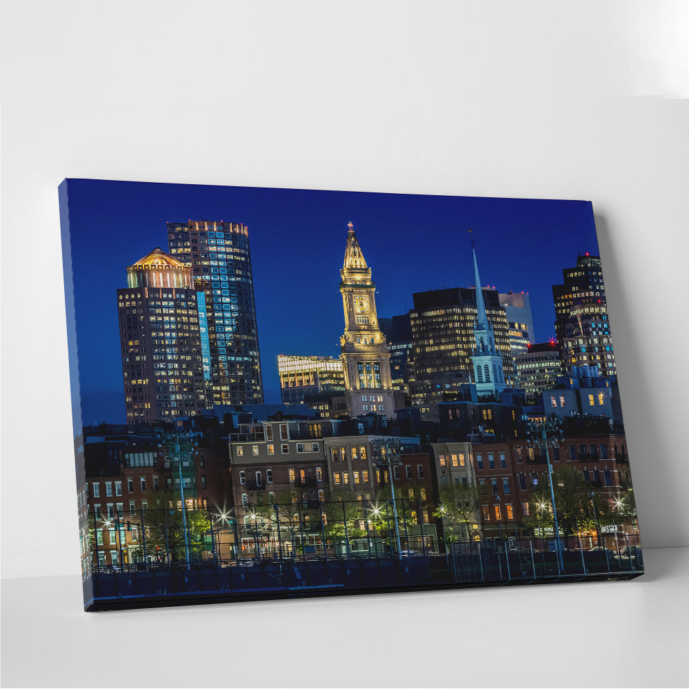Stunning Boston Evening Skyline of North End & Financial District Wall Art for Your Home Decor