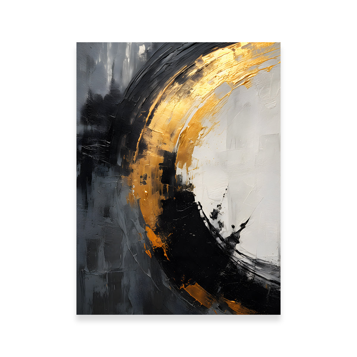 Abstract Wall Art - Stunning Black Gold Shapes 2 Design