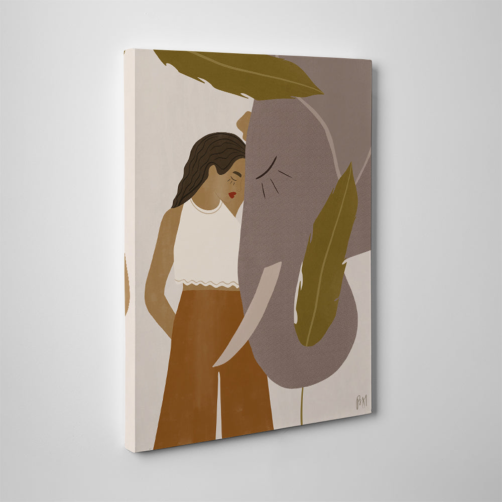 Charming Girl And Elephant Wall Art by Birch & Ink Sisters