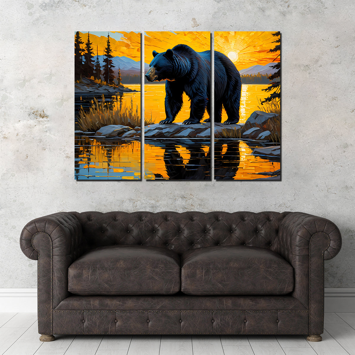Stunning Black Bear Sunset Wall Art for Home Decor