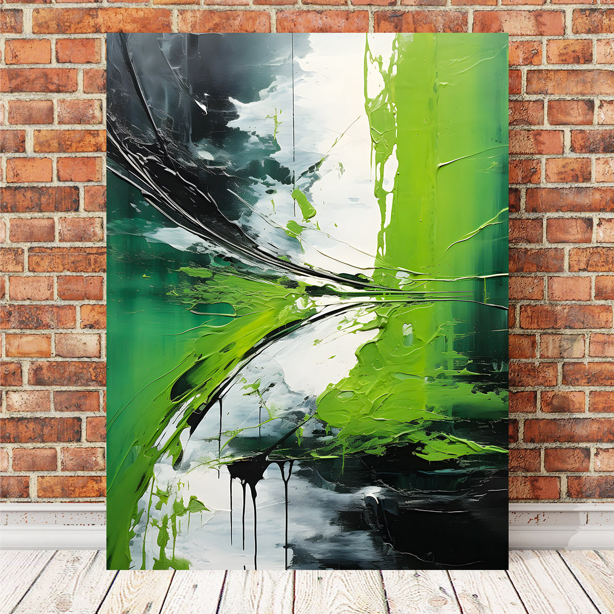 Stunning Abstract Green and White Shapes 1 Wall Art for Modern Decor