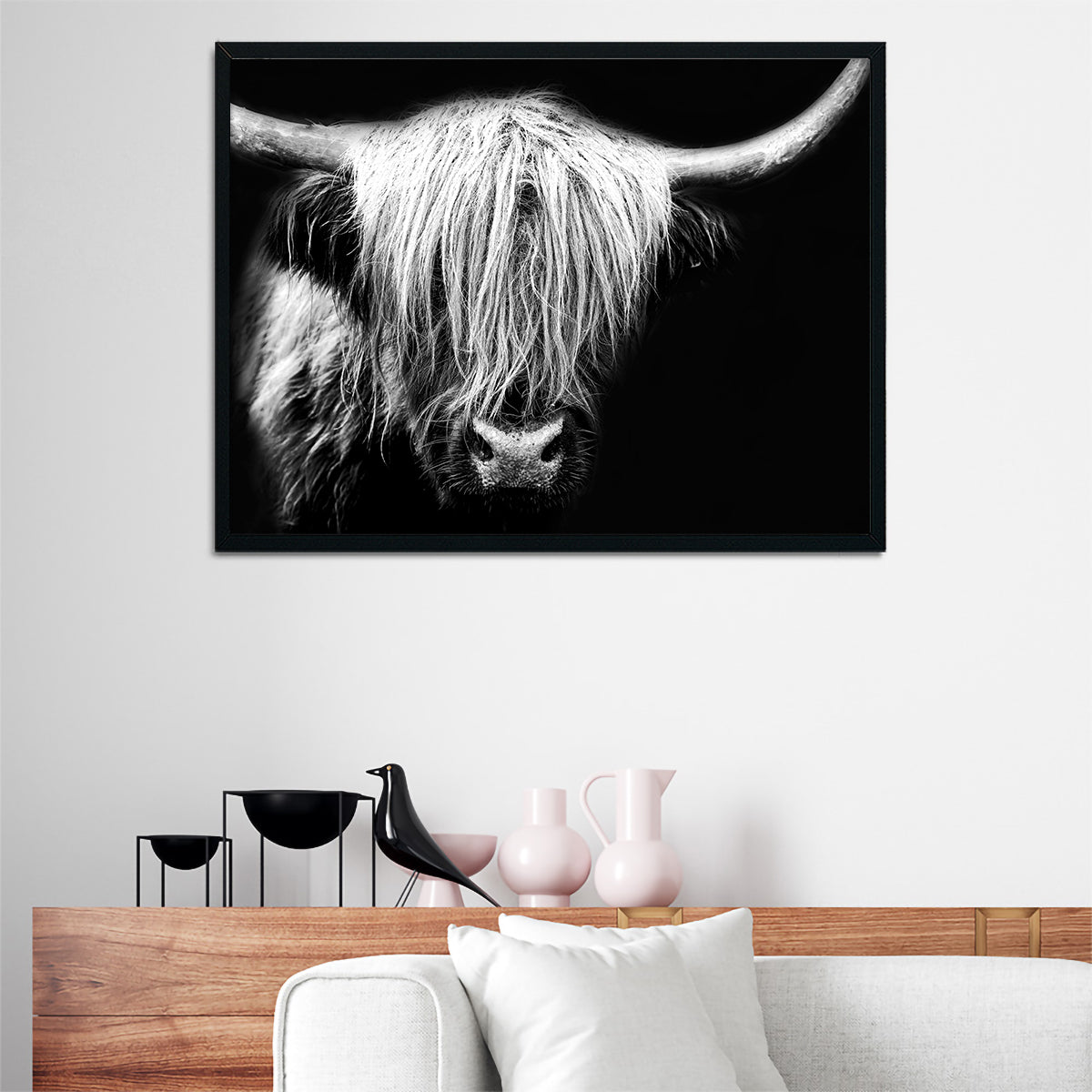 Stunning Grayscale Highland Cow Wall Art for Your Home Decor