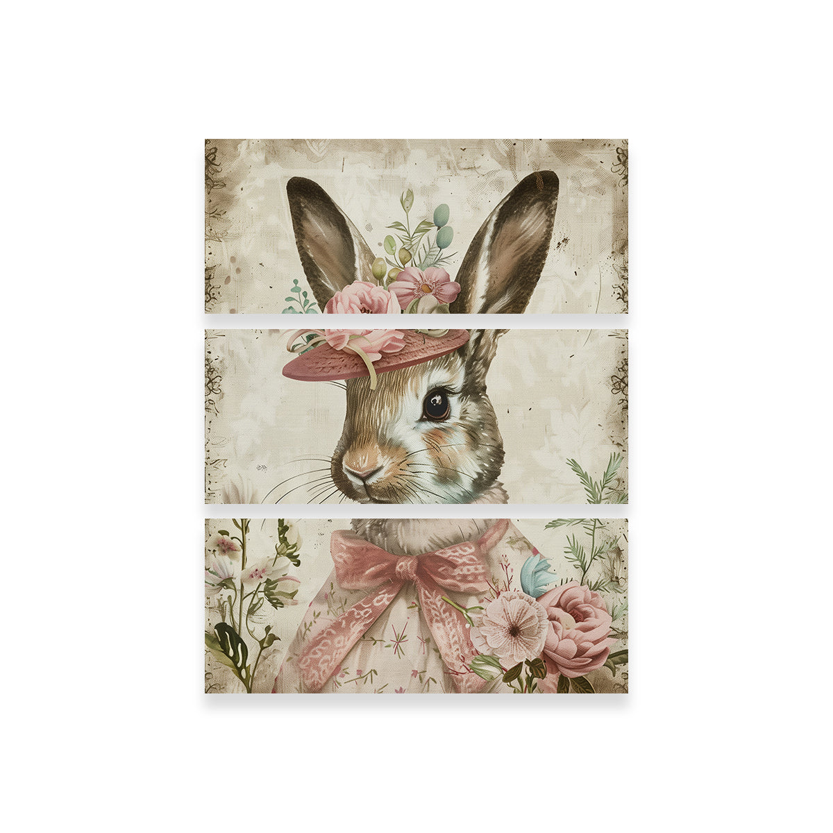 Adorable Rabbit Wearing Floral Hat Wall Art for Stunning Home Decor