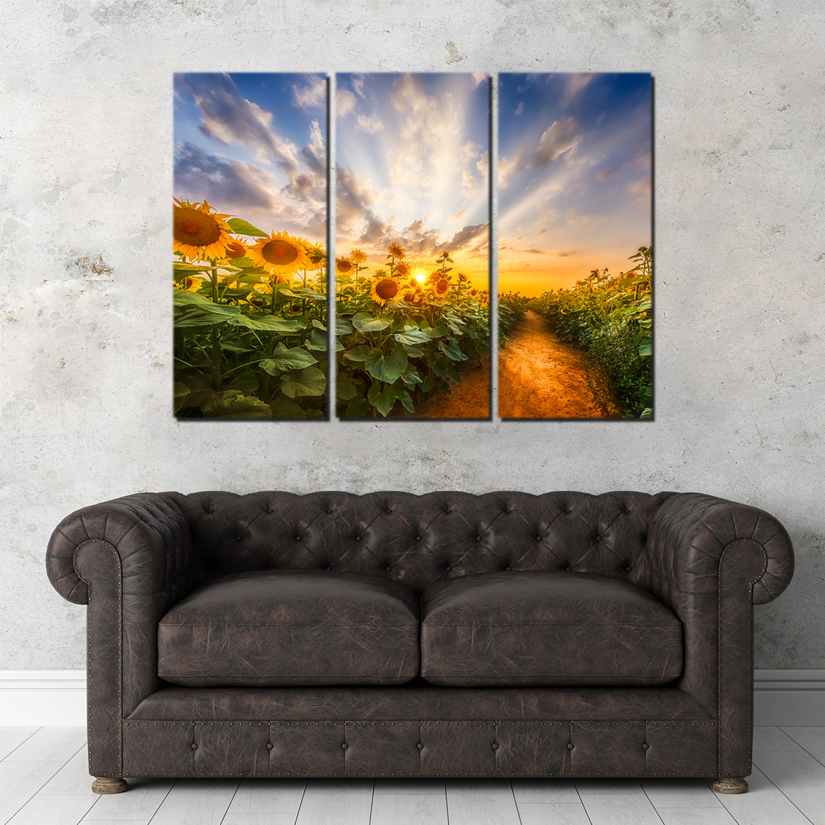 Gorgeous Path Through the Sunflower Field Wall Art by Melanie Viola