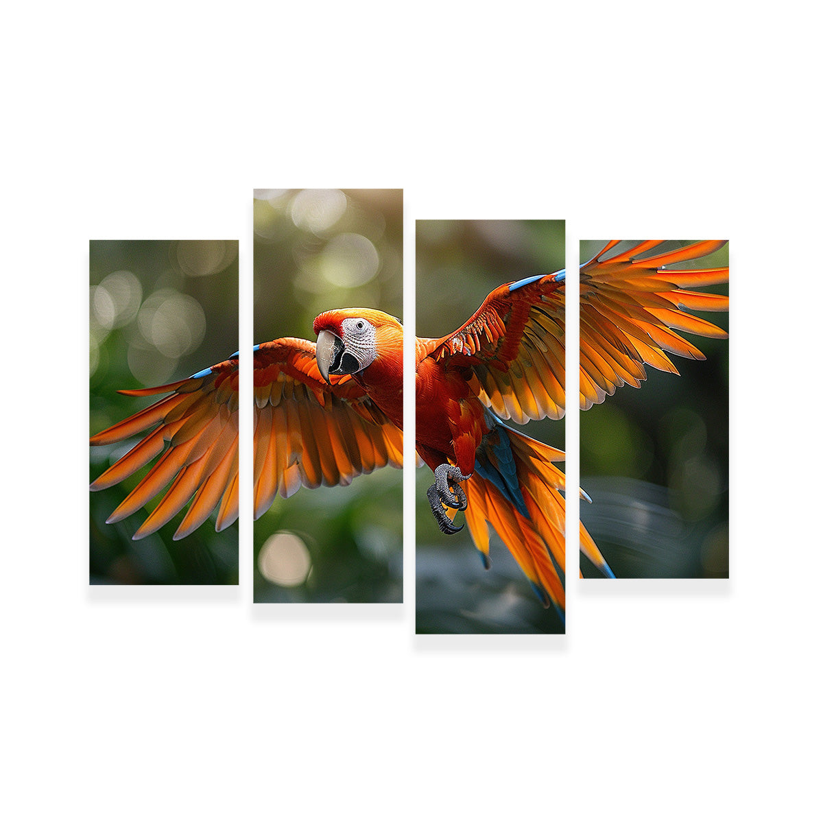 Stunning Scarlet Macaw in Flight Wall Art for Home Decor
