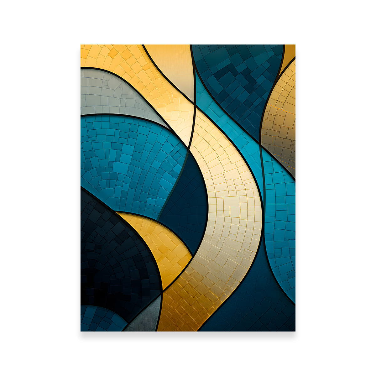 Stunning Abstract Blue Gold Waves 36 Wall Art for Modern Decor