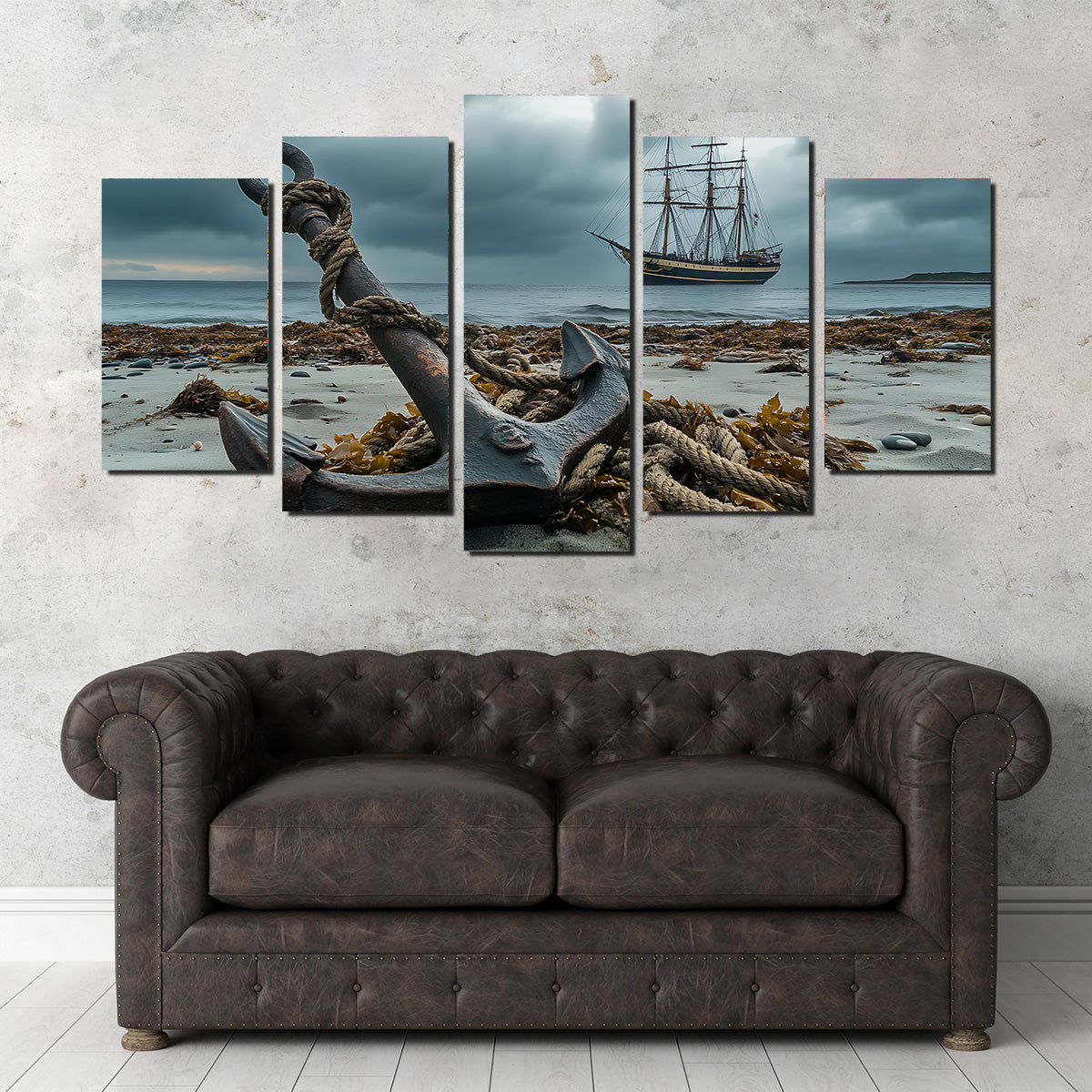 Stunning Rustic Anchor on Sandy Beach Wall Art for Coastal Decor