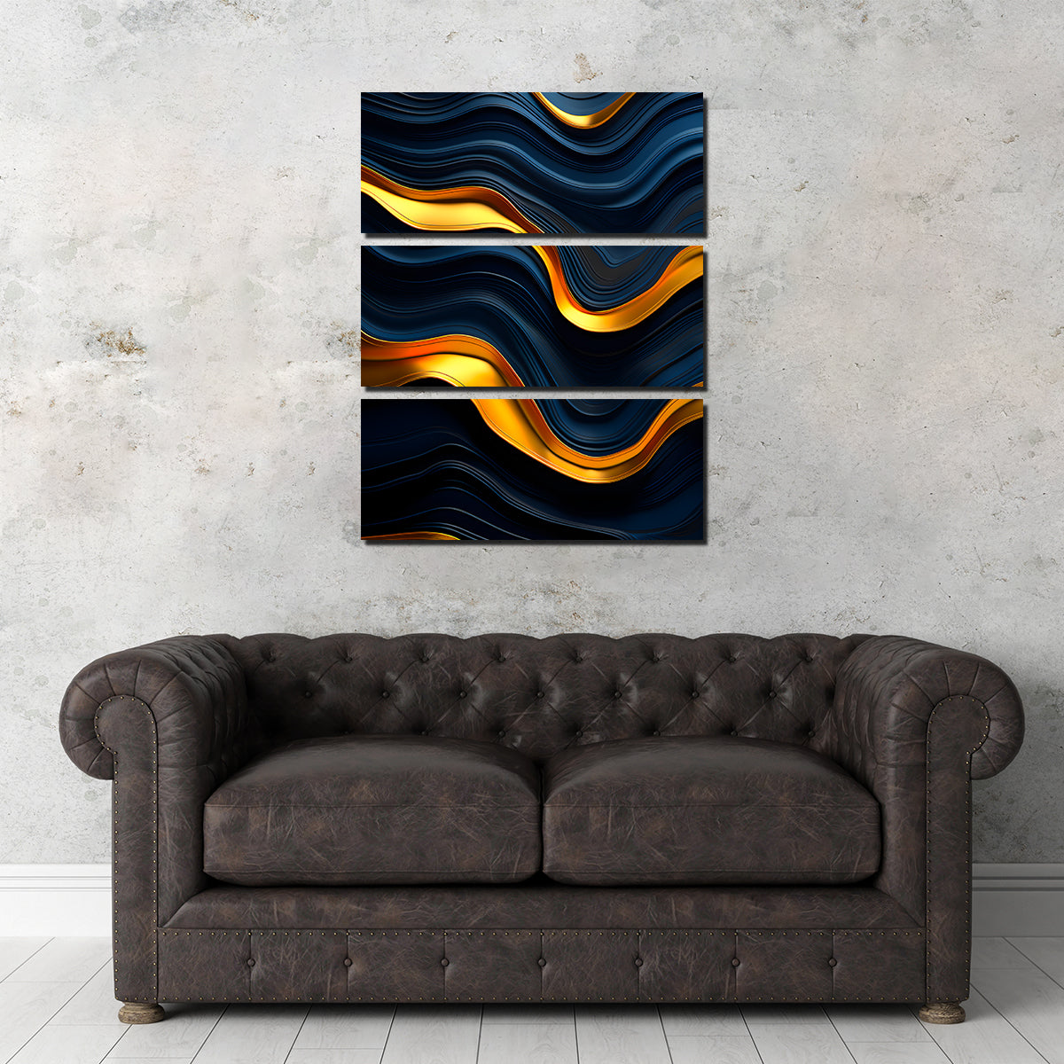 Stunning Abstract - Blue Gold Shapes 20 Wall Art for Modern Interiors