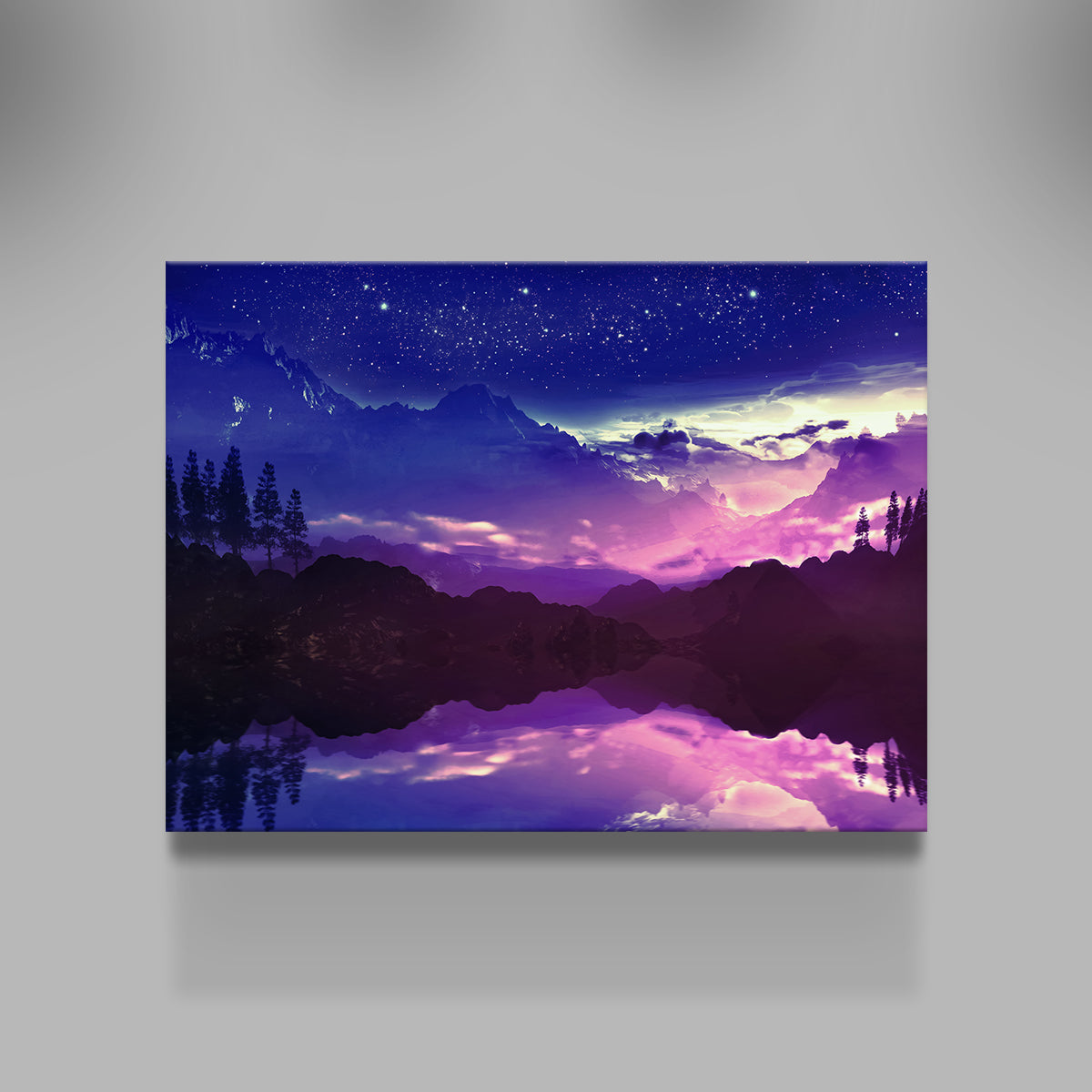Stunning Purple Landscape Reflection Wall Art by George Sorin