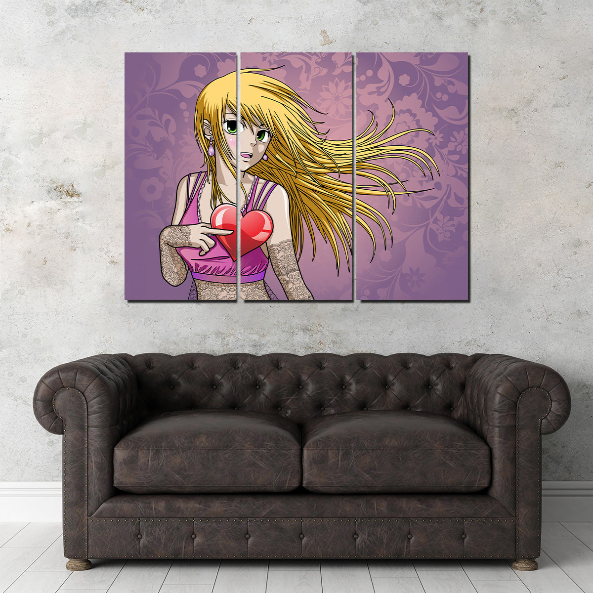 Charming Girl Holding Heart Wall Art
