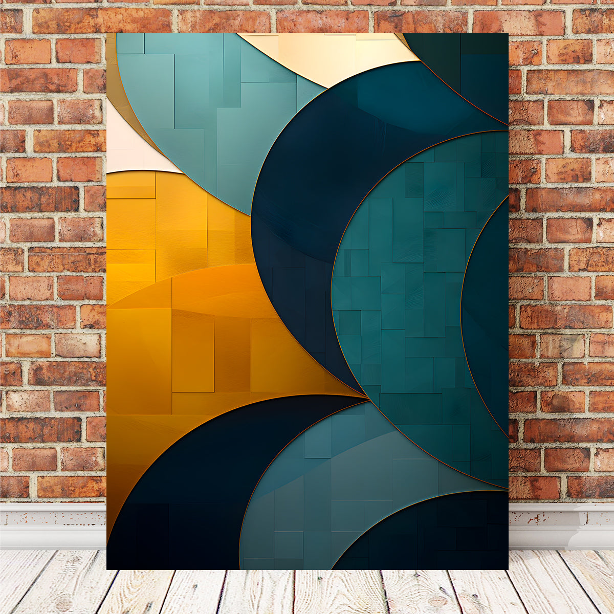 Abstract Blue Gold Wave 39 - Stunning Wall Art for Modern Spaces