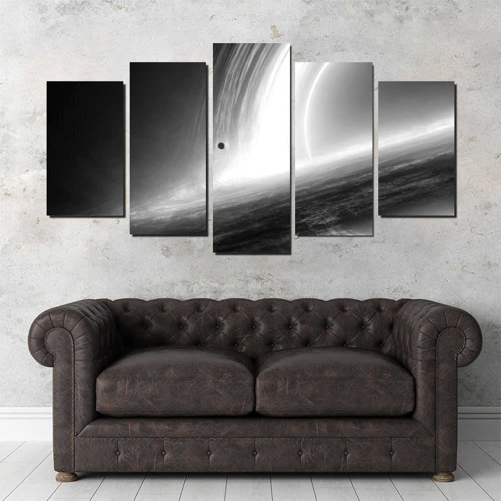 Stunning Interstellar Gargantua Grayscale Wall Art for Space Enthusiasts