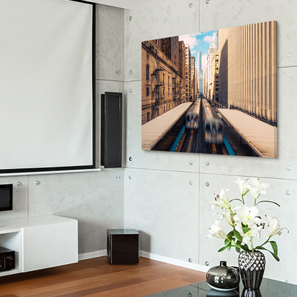 Stunning Railway Station Downtown Chicago Wall Art for Home Decor