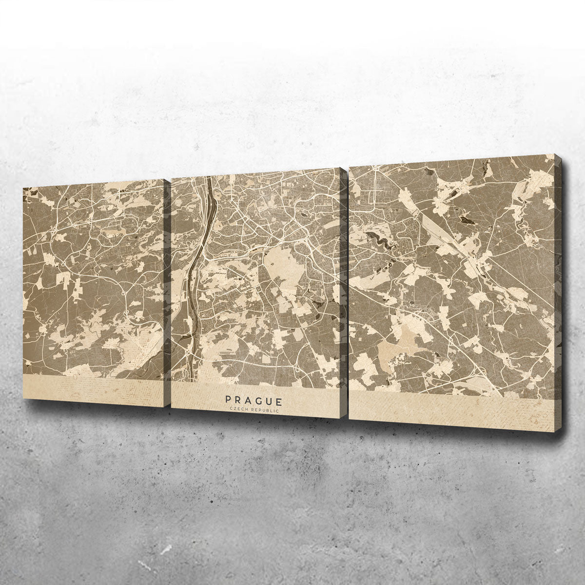 Prague Map Wall Art - Stunning Handmade Canvas Print