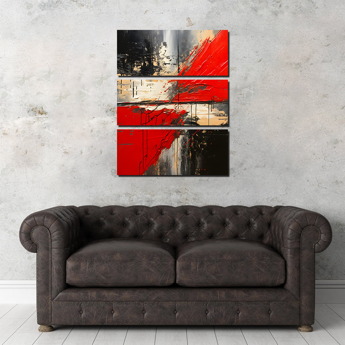 Stunning Abstract Red and Black Shapes 7 Wall Art for Modern Interiors