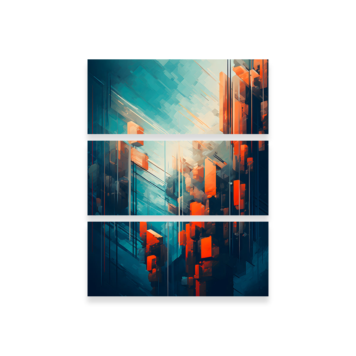 Stunning Abstract Blue Orange Shapes Wall Art for Home Decor