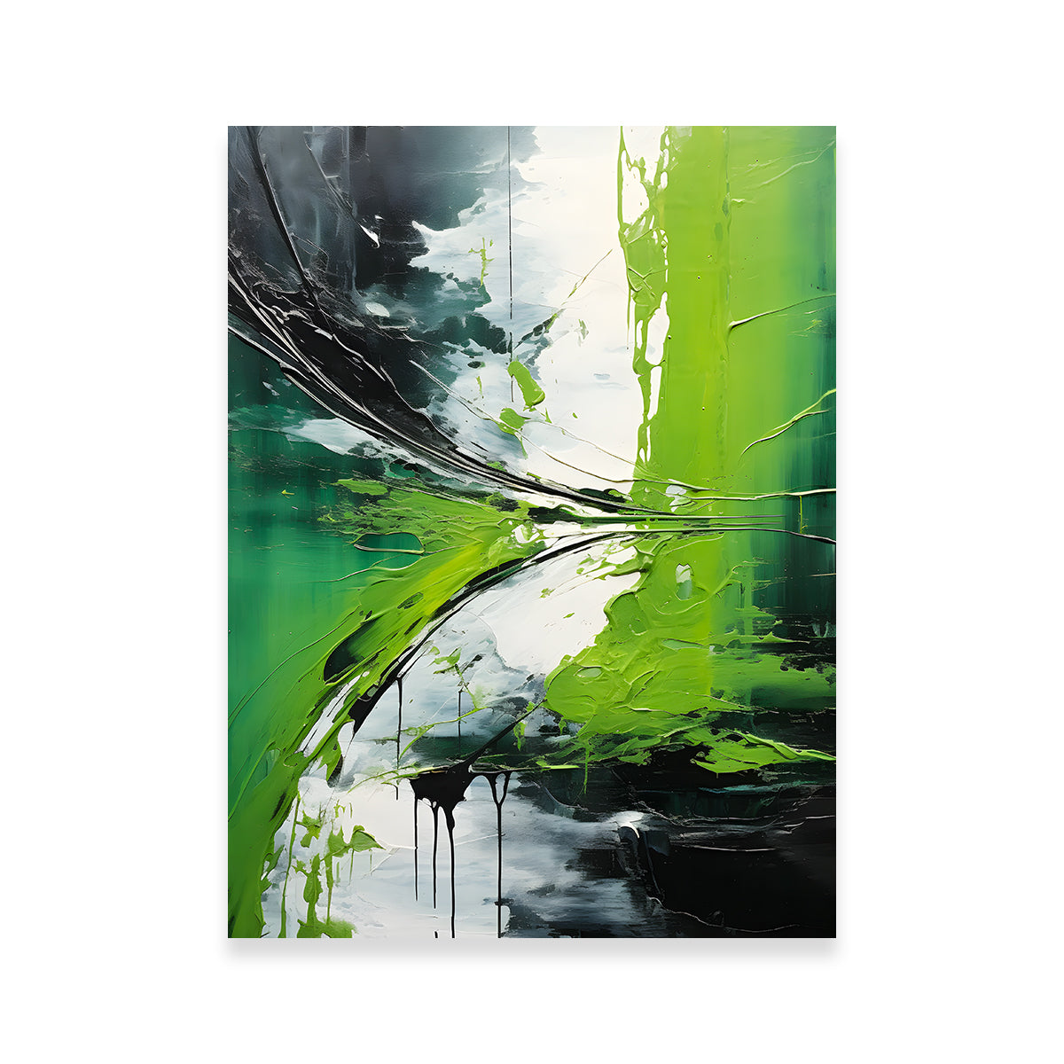 Stunning Abstract Green and White Shapes 1 Wall Art for Modern Decor