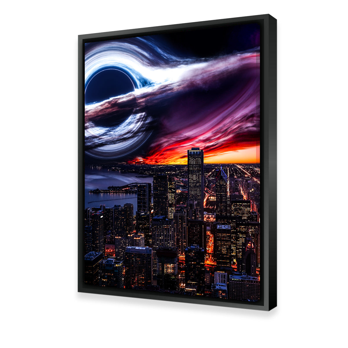 Exquisite Black Hole City Wall Art by George Sorin