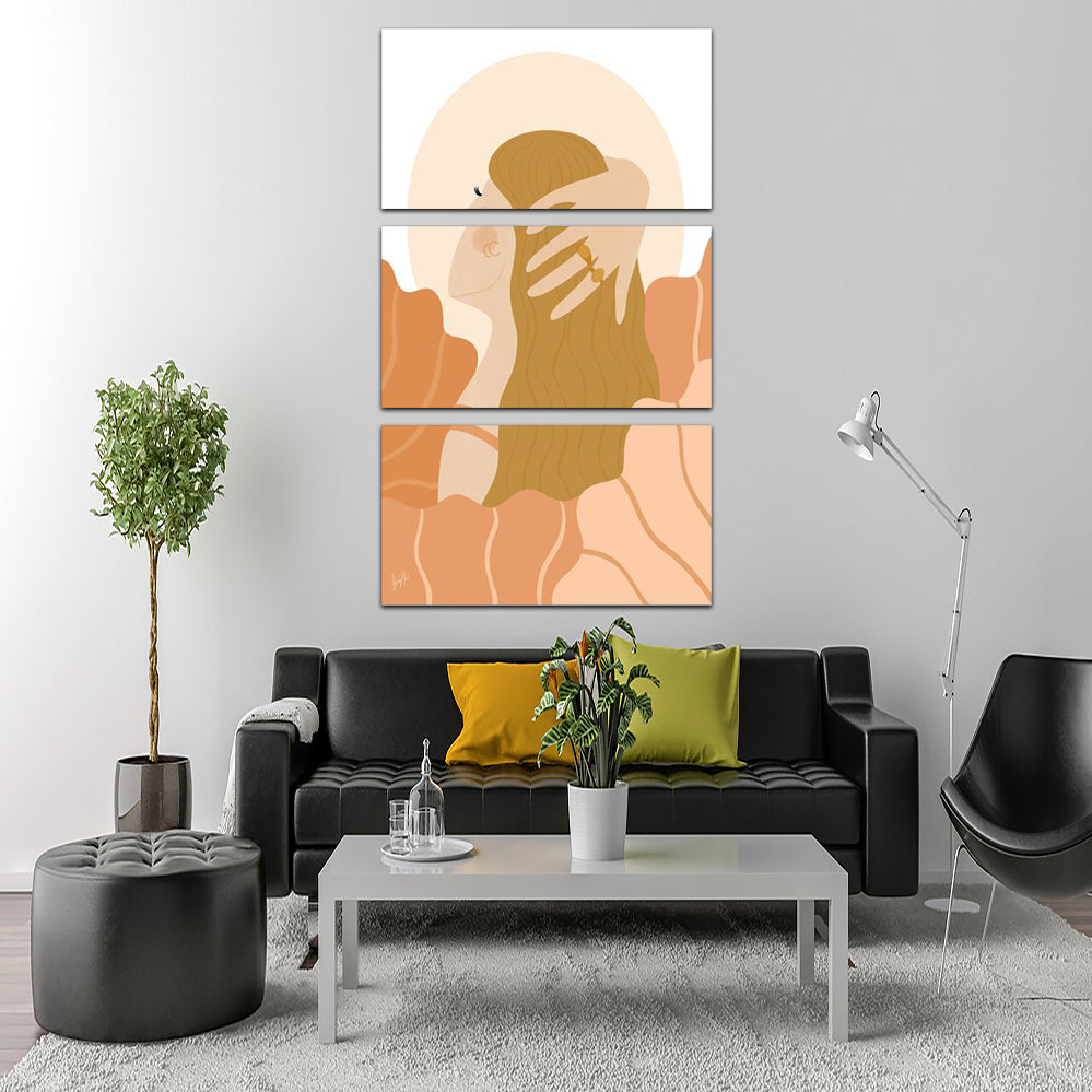 Enchanting Girl Dreaming In Soft Peach Colors Wall Art - Ideal for Home Decor