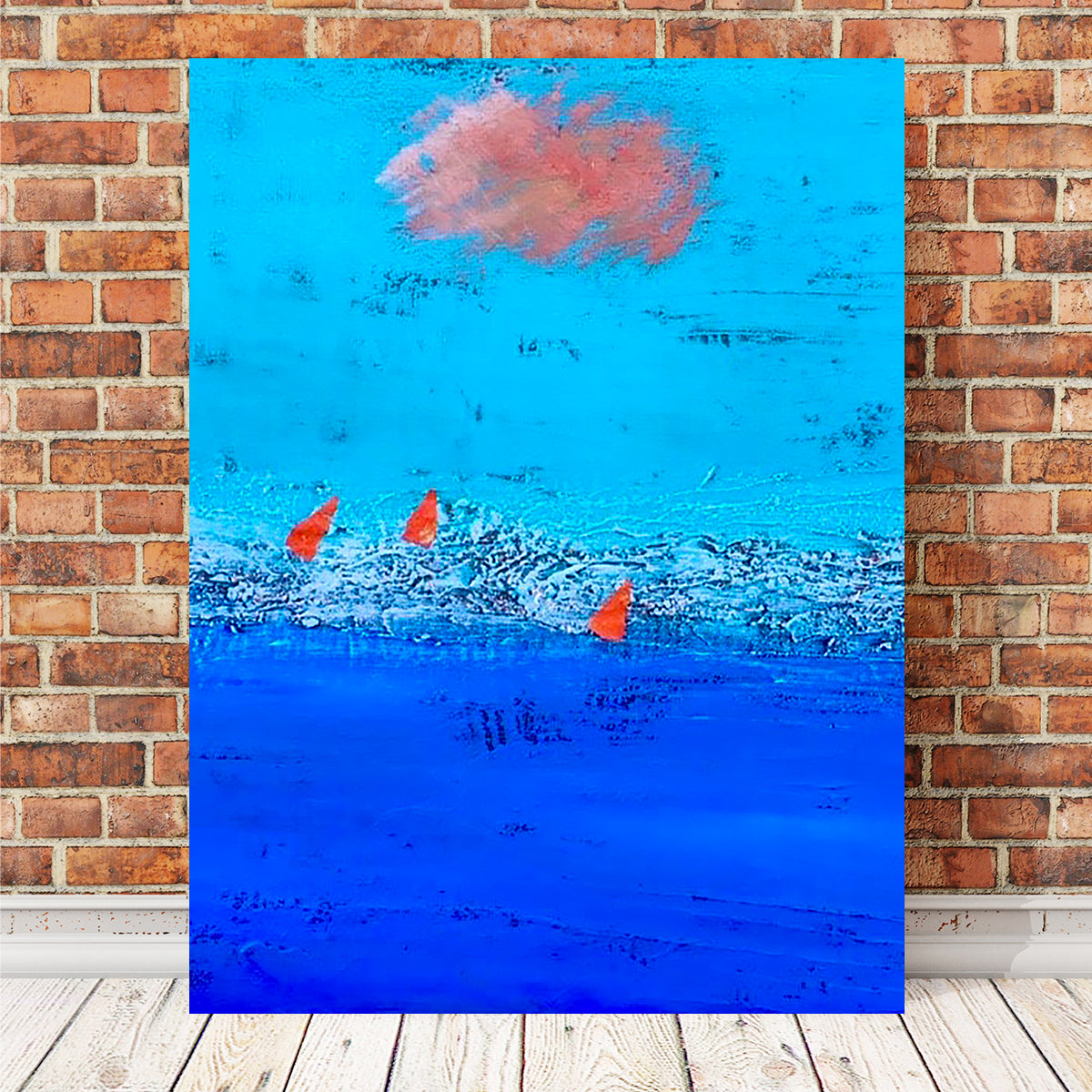 Stunning Red Sails on Blue Horizon Wall Art for a Captivating Home Decor