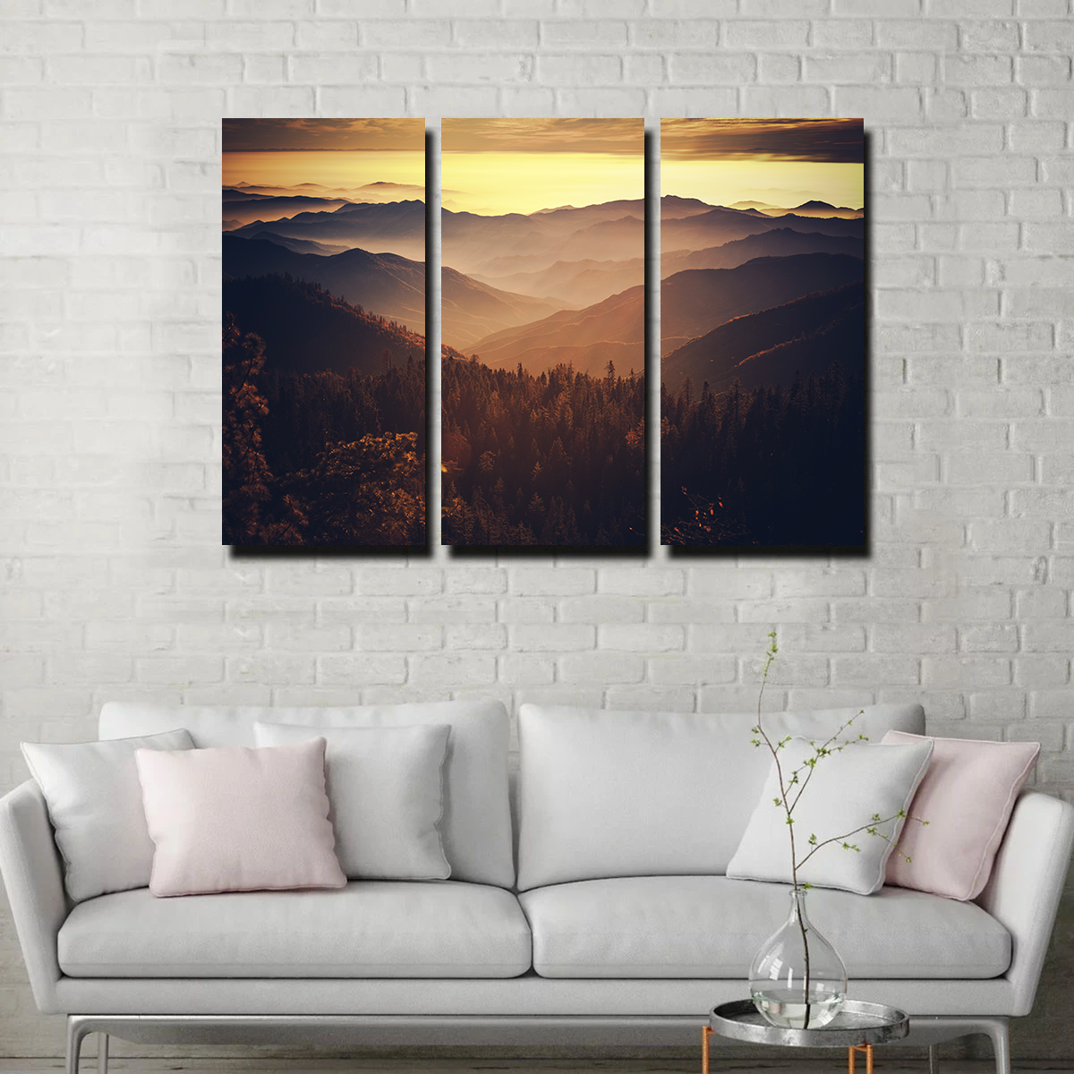 Breathtaking Scenic Sunset Wall Art of Sierra Nevada Mountains