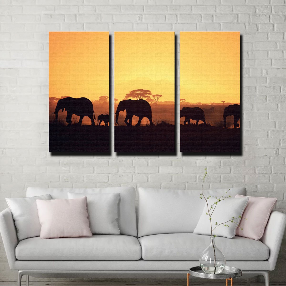 Stunning Elephants Walking Wall Art for Home Decor