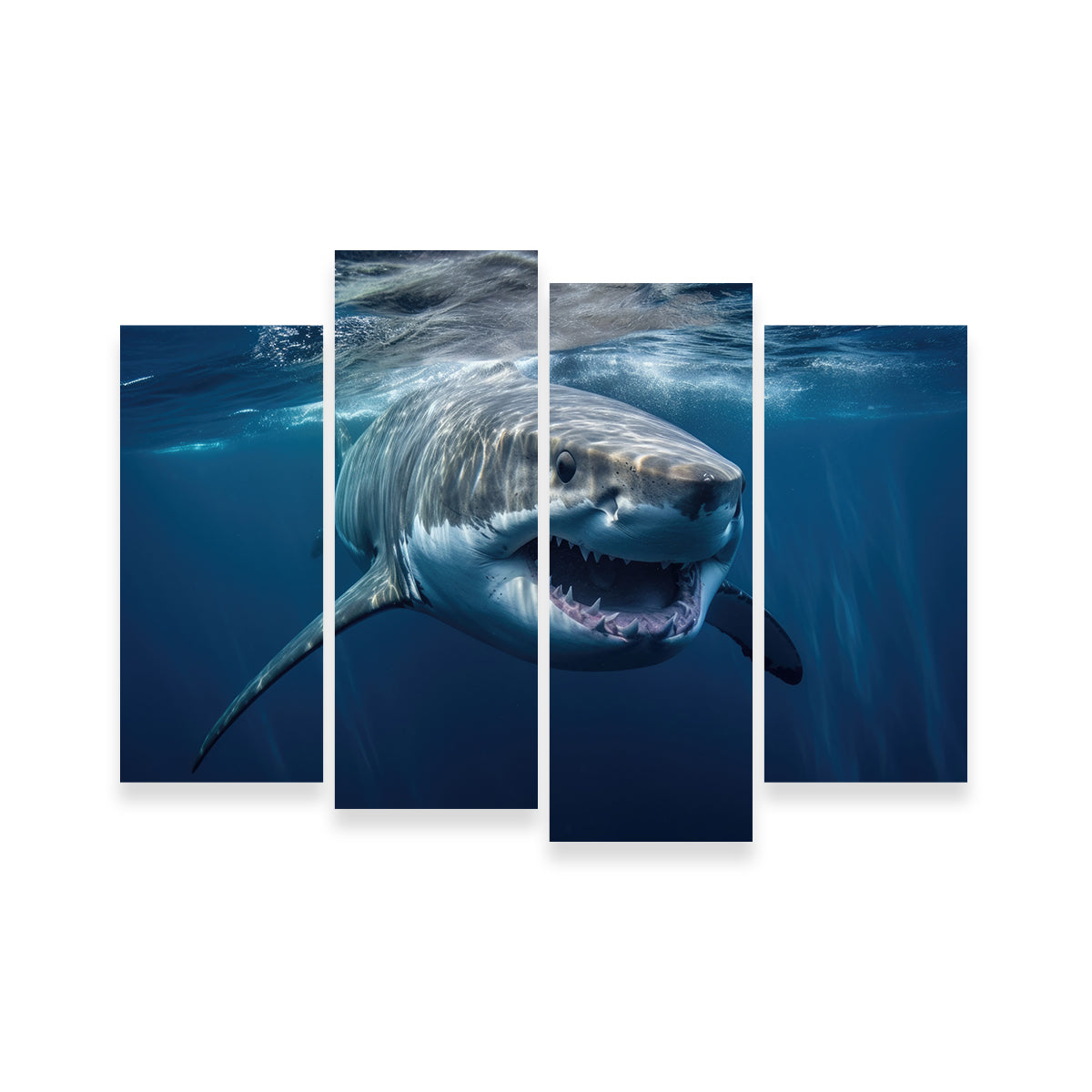 Stunning Great White Close - up Wall Art for Striking Home Decor