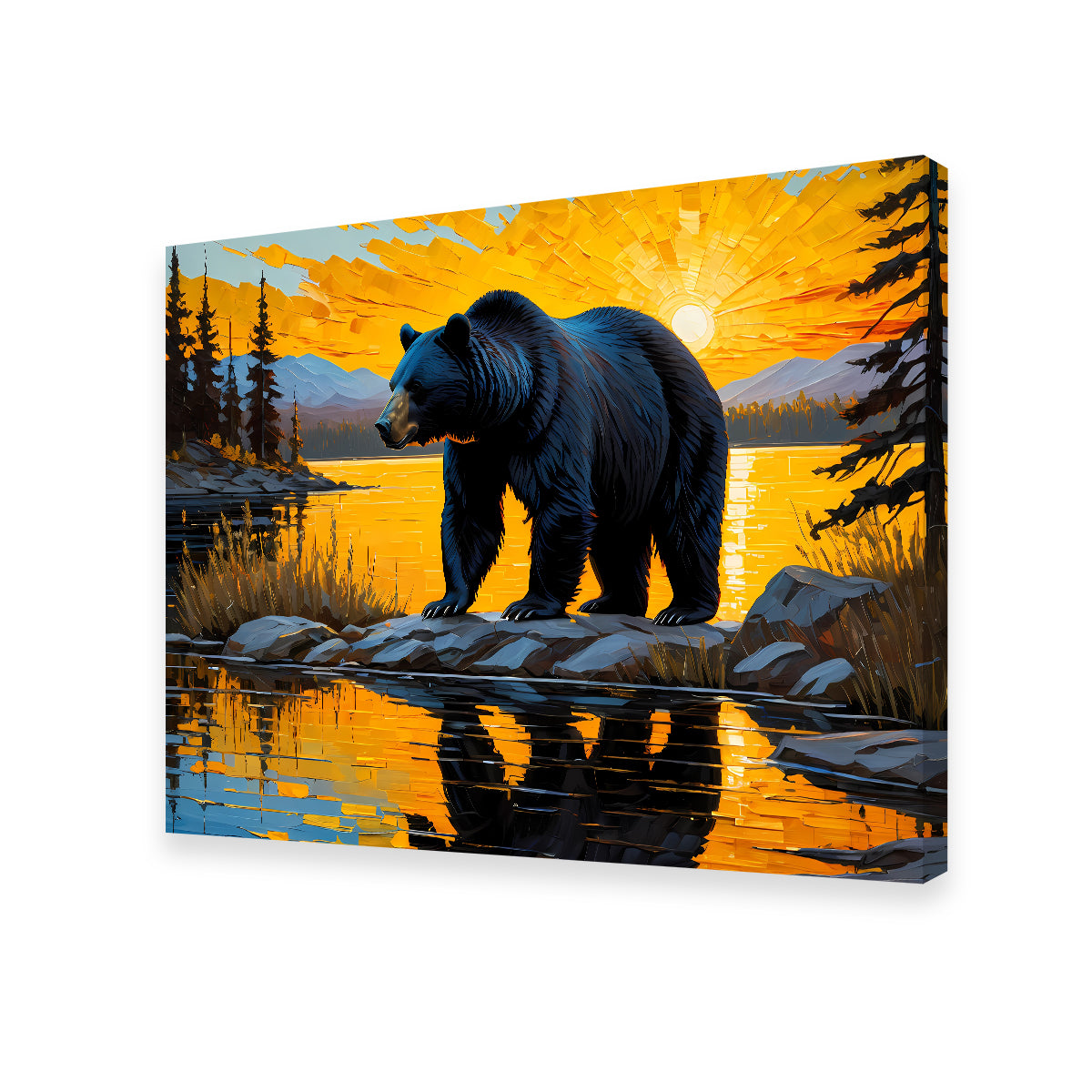 Stunning Black Bear Sunset Wall Art for Home Decor