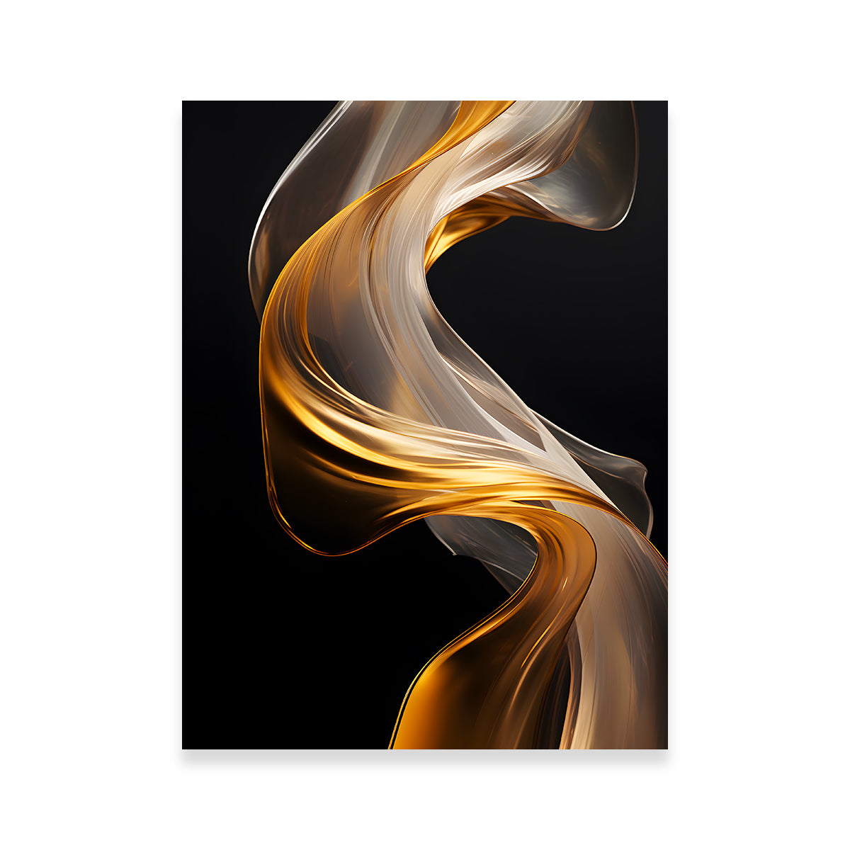 Stunning Abstract White Gold Waves 2 Wall Art for Elegant Decor