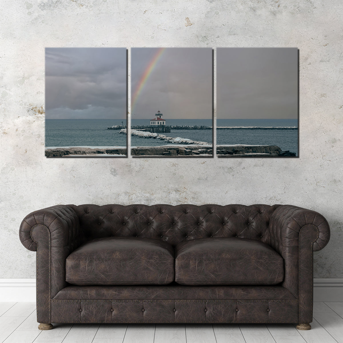 Stunning Lighthouse and Rainbow Wall Art by Dennis Maida