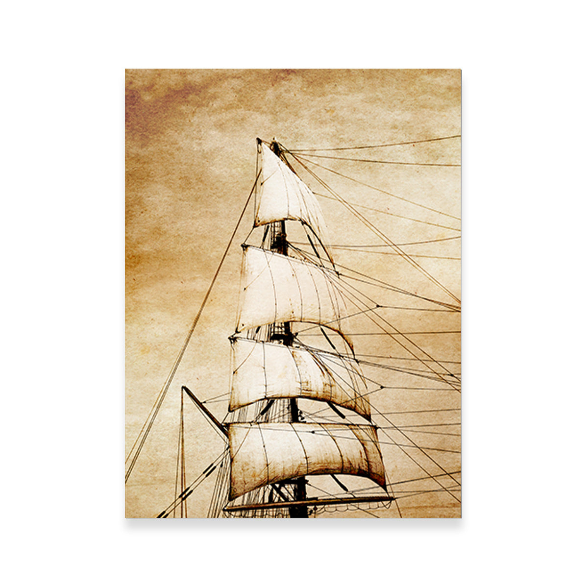 Exquisite Sails on Old Paper Wall Art for Home Decor