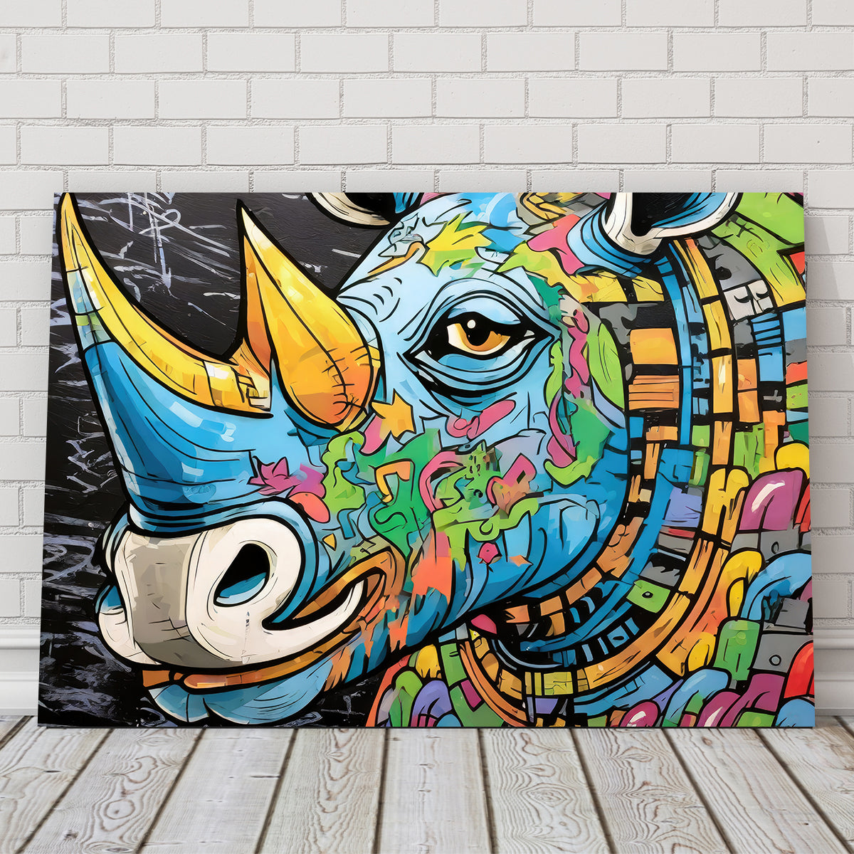 Stunning Rhino Graffiti Wall Art by Stephen Chambers