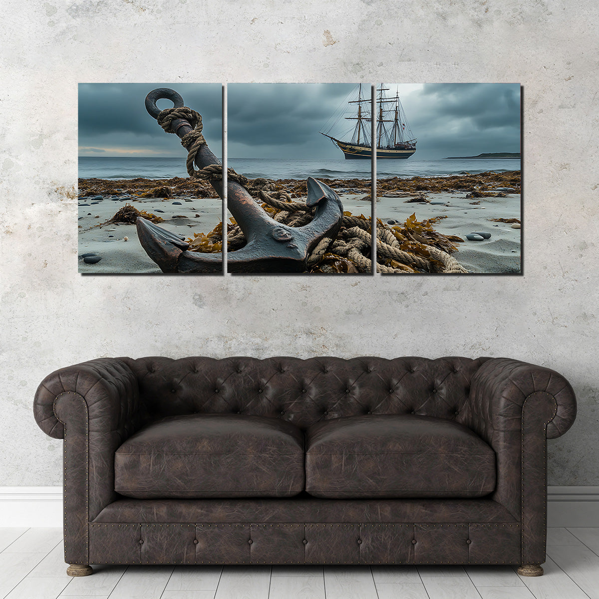 Stunning Rustic Anchor on Sandy Beach Wall Art for Coastal Decor