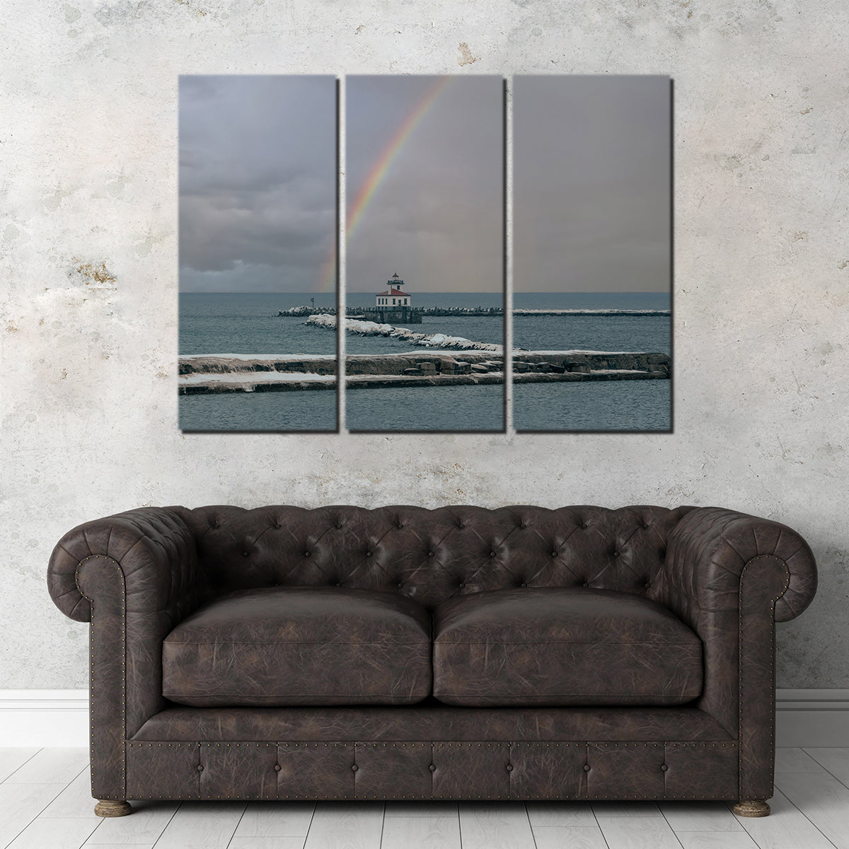 Stunning Lighthouse and Rainbow Wall Art by Dennis Maida