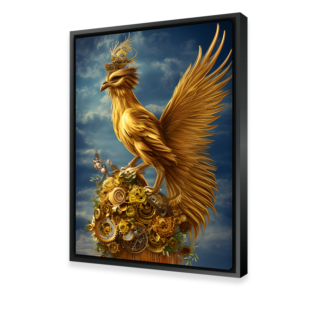 Exquisite Golden Phoenix Bird Wall Art by Dina Rolle