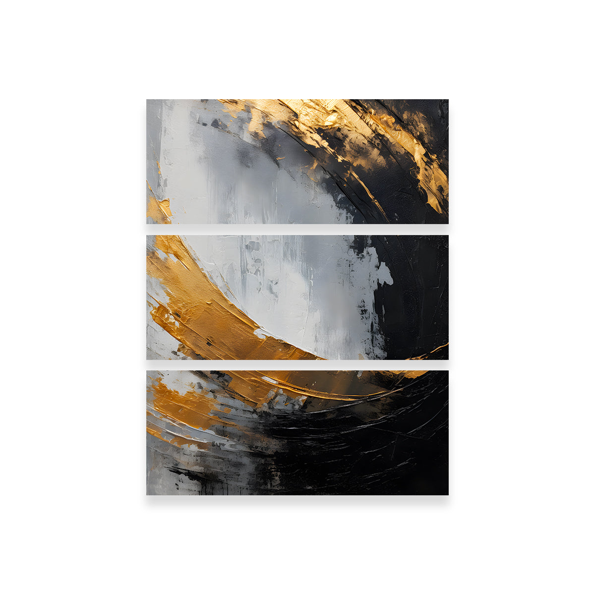 Stunning Abstract - Black Gold Shapes 3 Wall Art for Modern Spaces