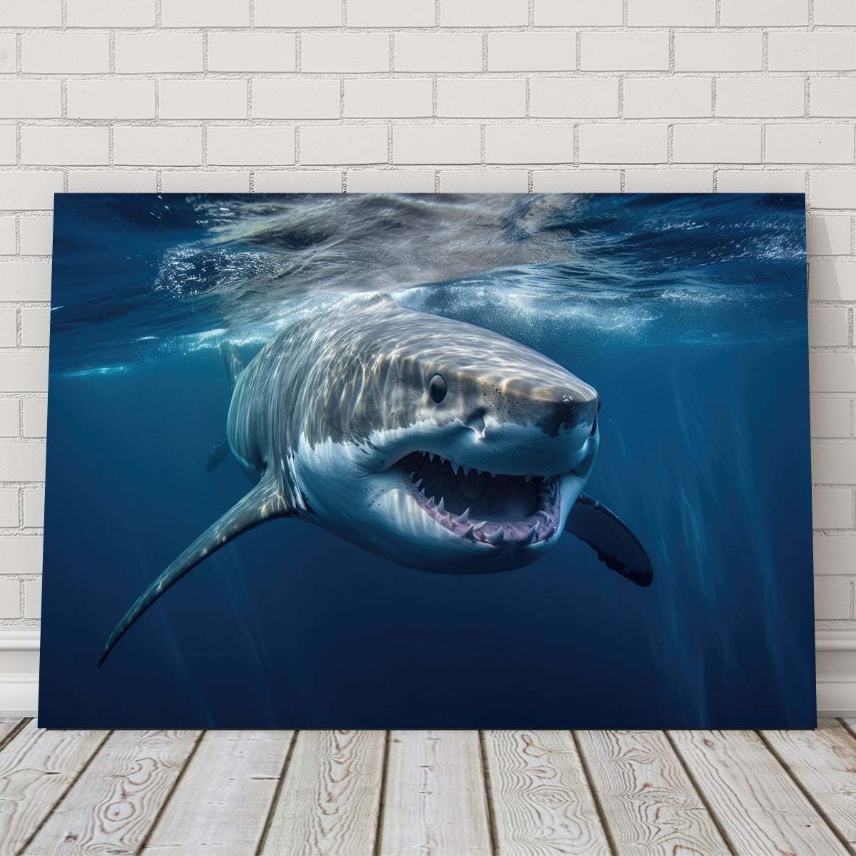Stunning Great White Close - up Wall Art for Striking Home Decor