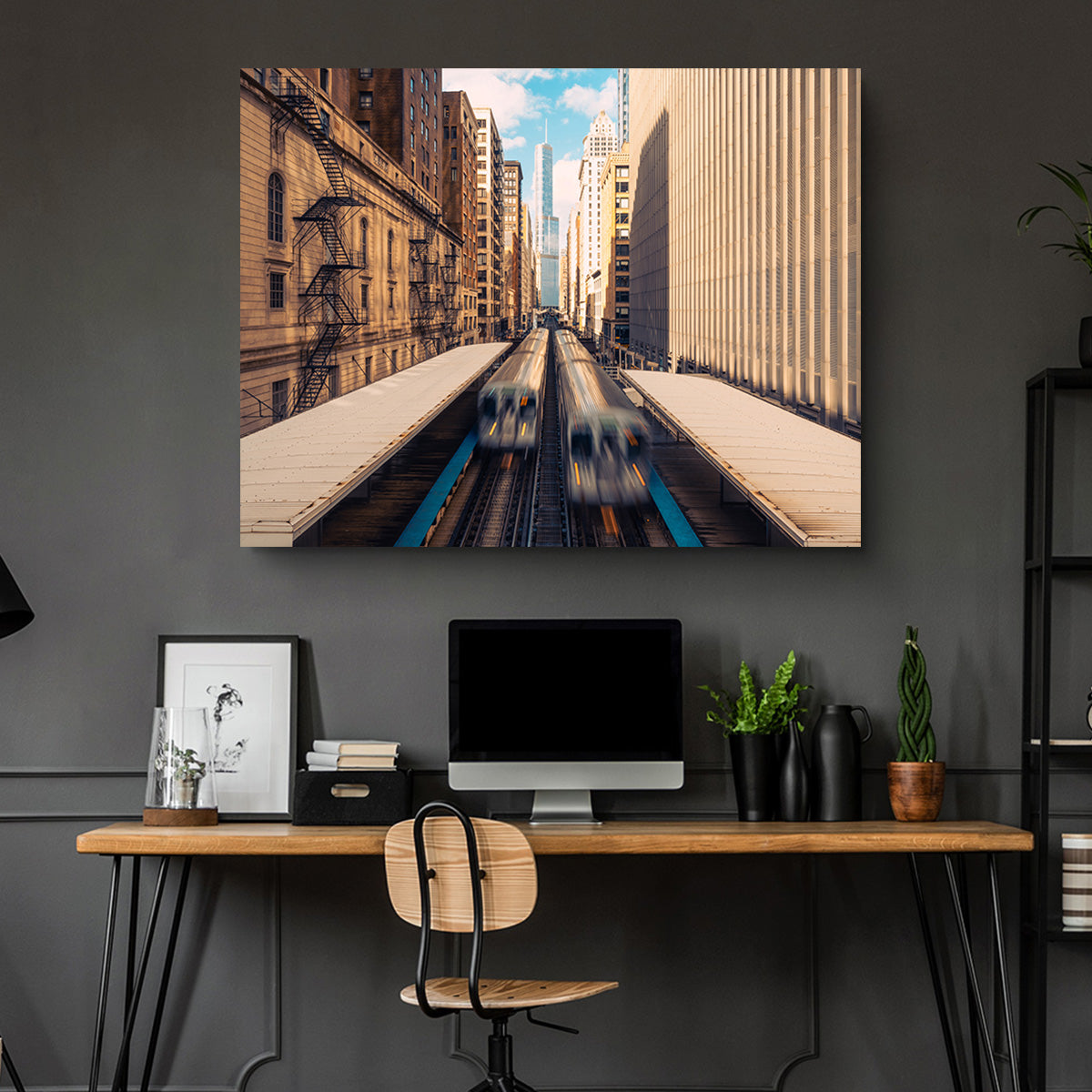 Stunning Railway Station Downtown Chicago Wall Art for Home Decor