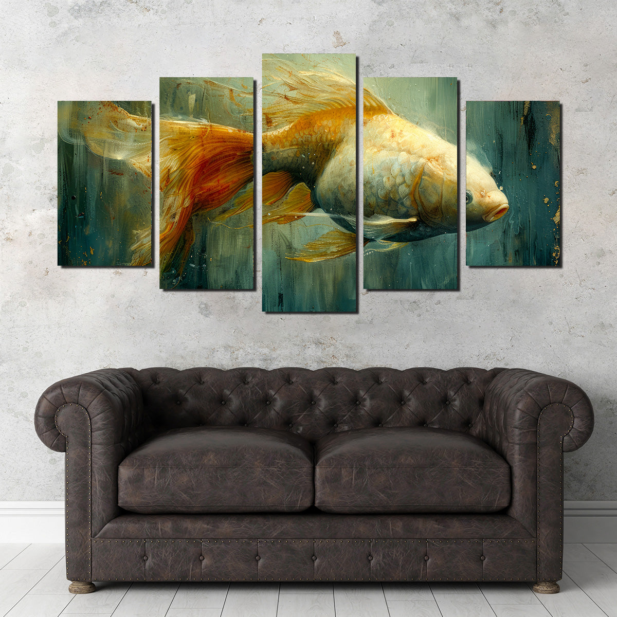 Stunning Golden Koi Fish Wall Art for Elegant Home Decor