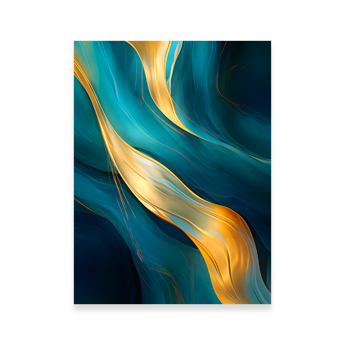 Stunning Abstract - Blue Gold Waves 12 Wall Art for Modern Interiors