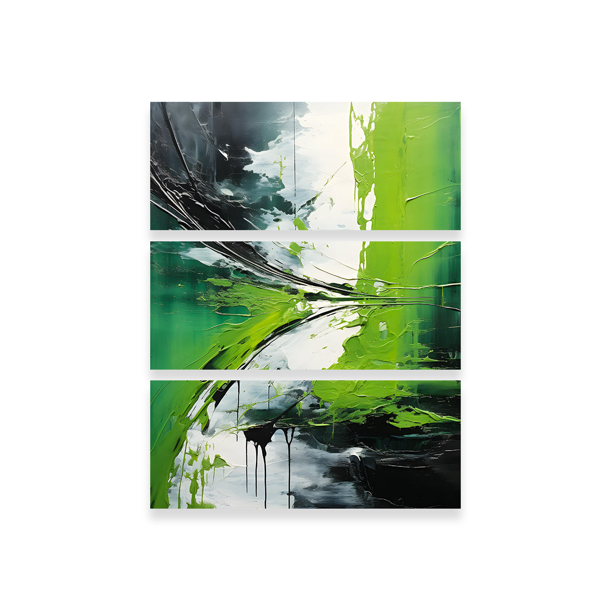 Stunning Abstract Green and White Shapes 1 Wall Art for Modern Decor