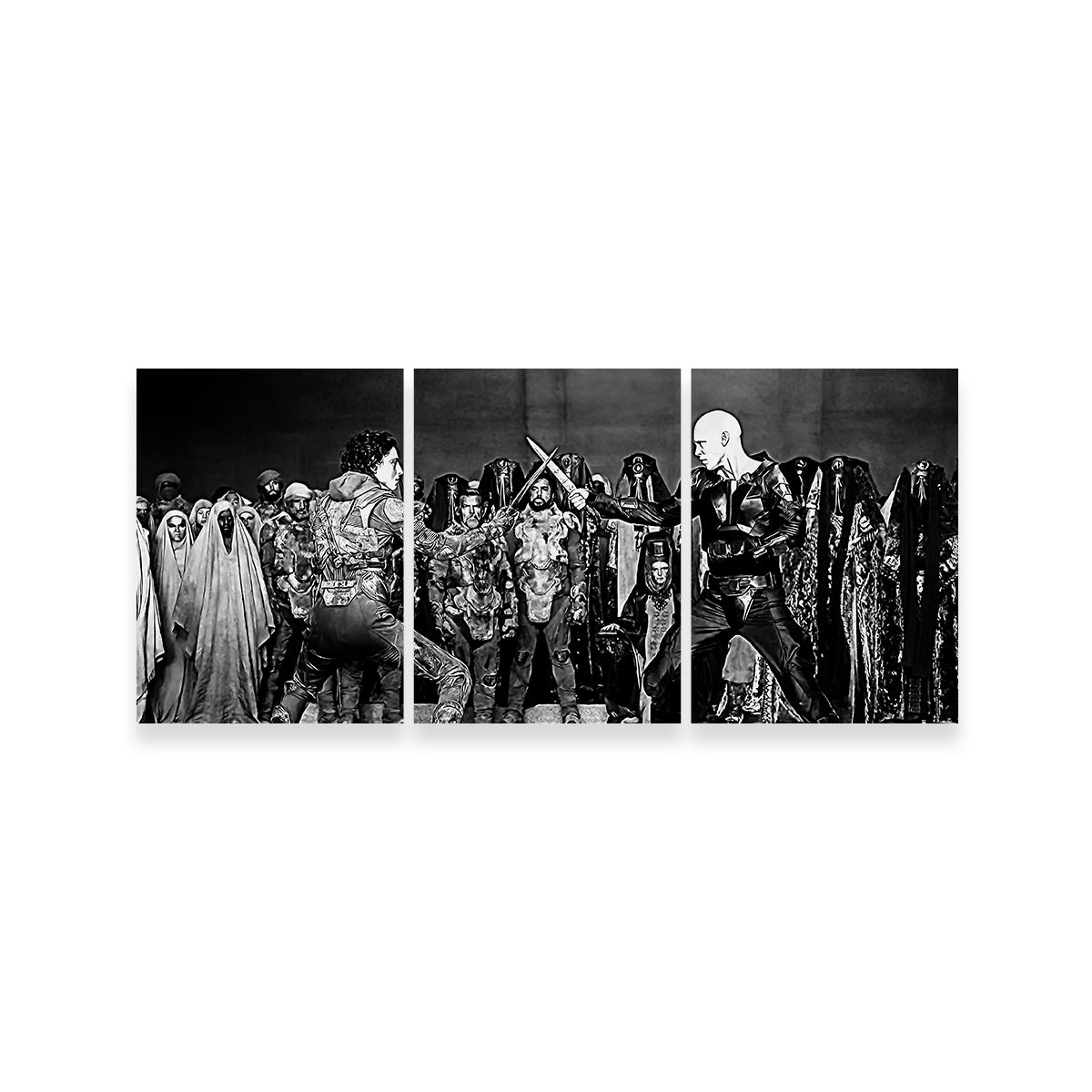 Stunning Paul Vs. Feyd Rautha Grayscale Wall Art for Your Home Decor
