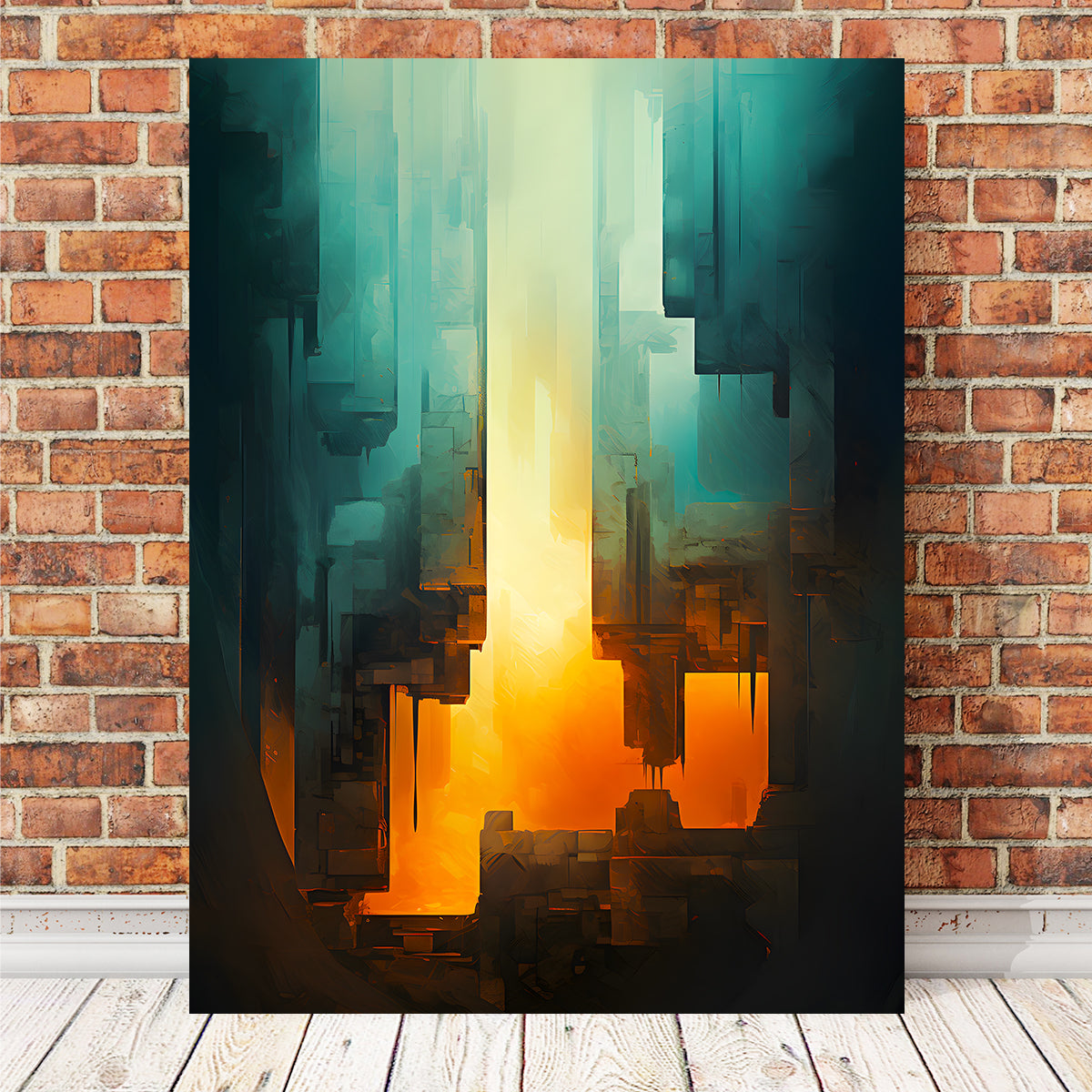 Eye - Catching Abstract Blue Orange Shapes 13 Wall Art for Stunning Decor