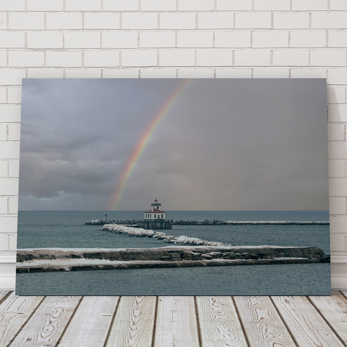 Stunning Lighthouse and Rainbow Wall Art by Dennis Maida