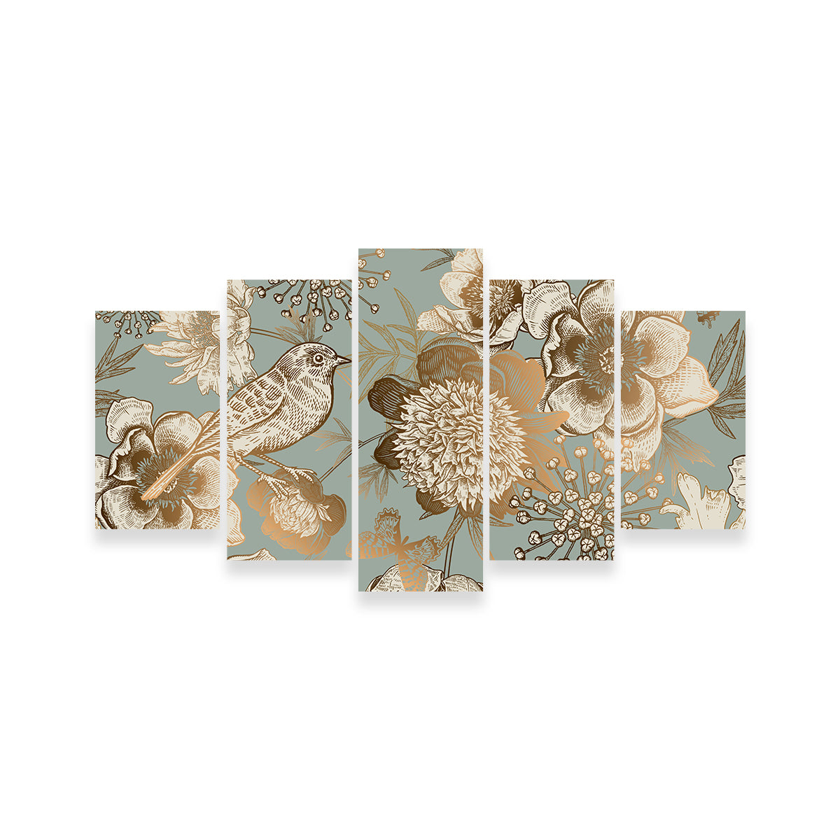 Exquisite Golden Flowers Pattern Wall Art for Stunning Home Decor